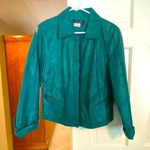 Teal faux leather jacket